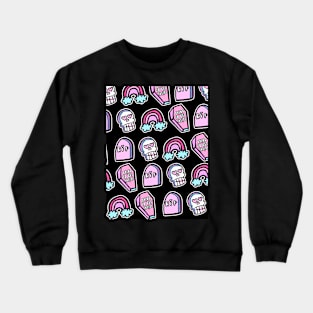 Pastel Spooky Cute Pattern on Black Crewneck Sweatshirt